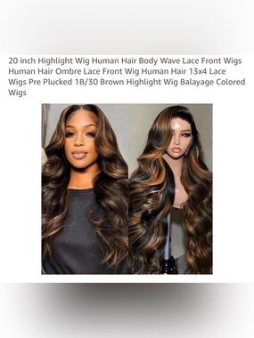 Brown Highlight Body Wave Lace Front Wig - 1B/30 Ombre
